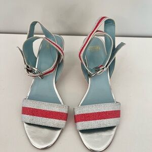 Frances Valentine Silver and Red Women's Sandals